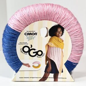 Caron Simply Soft O'Go Tangle Free Yarn, Royal Blue/Soft Pink, 250 Yds